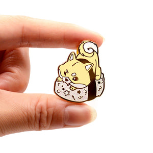 Cream Shiba Inu Sushi Enamel Pin Brooches & Lapel Pins Flair Fighter