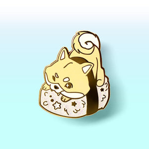 Cream Shiba Inu Sushi Enamel Pin Brooches & Lapel Pins Flair Fighter