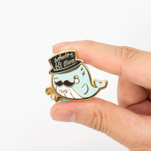 "Whale Hi There" Gentleman Whale Enamel Pin Brooches & Lapel Pins Flair Fighter
