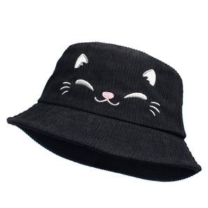 Black Cat Corduroy Bucket Hat Bucket Hats Flair Fighter   