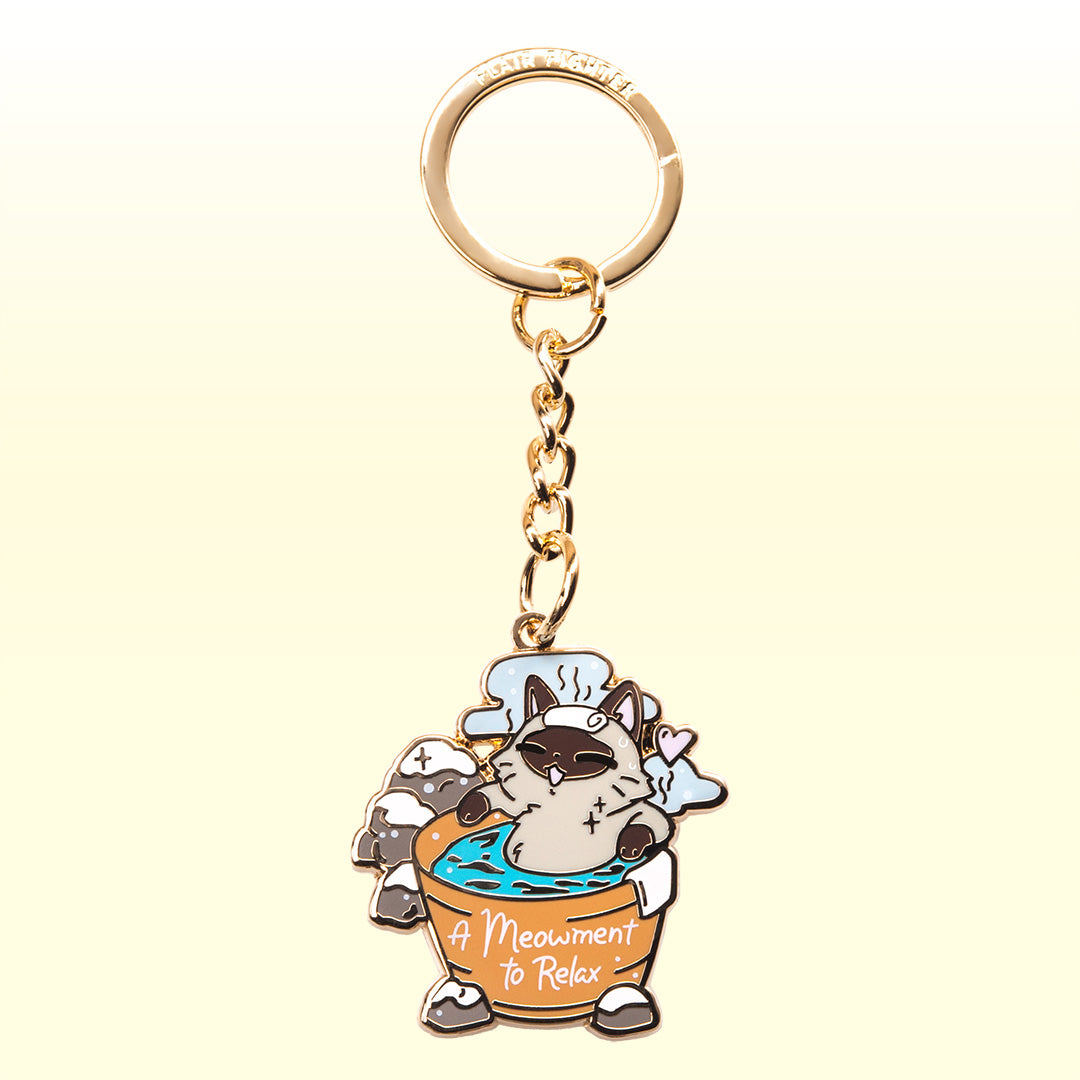 A Meowment To Relax Cat Enamel Keychain Keychain Flair Fighter   