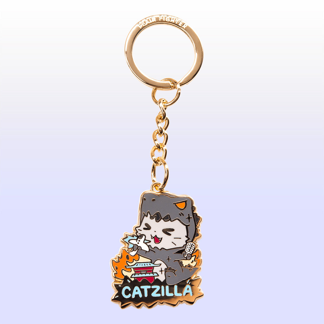 Catzilla Enamel Keychain Keychain Flair Fighter   