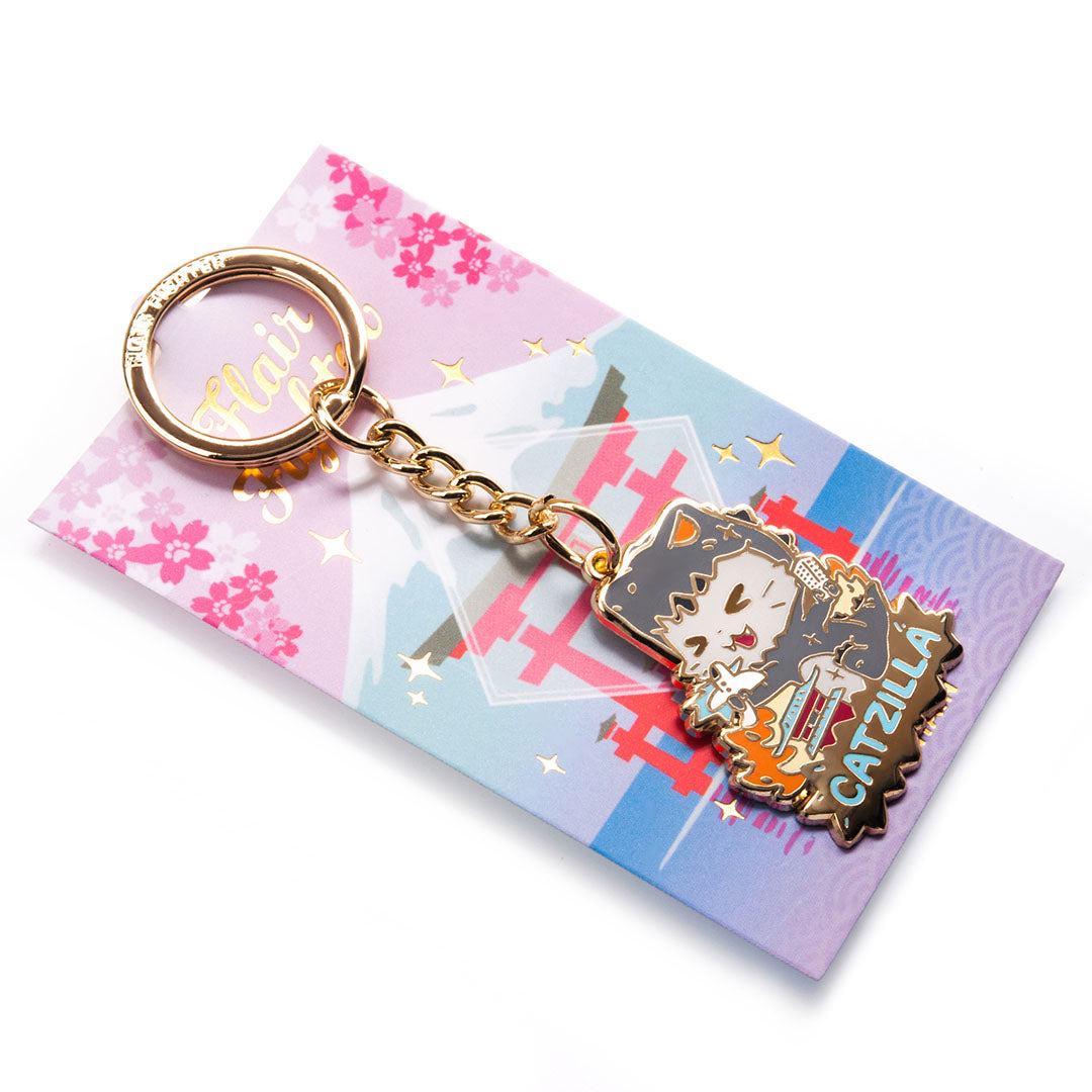 Catzilla Enamel Keychain Keychain Flair Fighter   