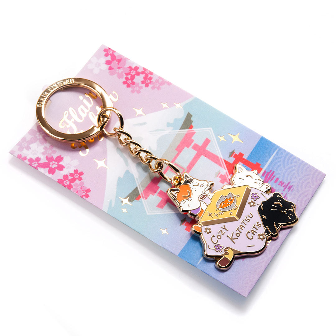 Cozy Kotatsu Cats Enamel Keychain Keychain Flair Fighter   