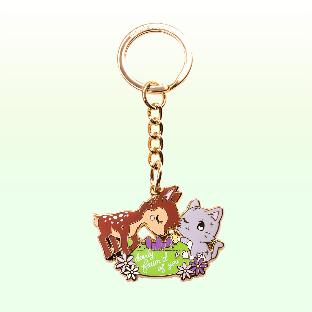 Deerly Fawn'd of You Cat Enamel Keychain Keychain Flair Fighter   