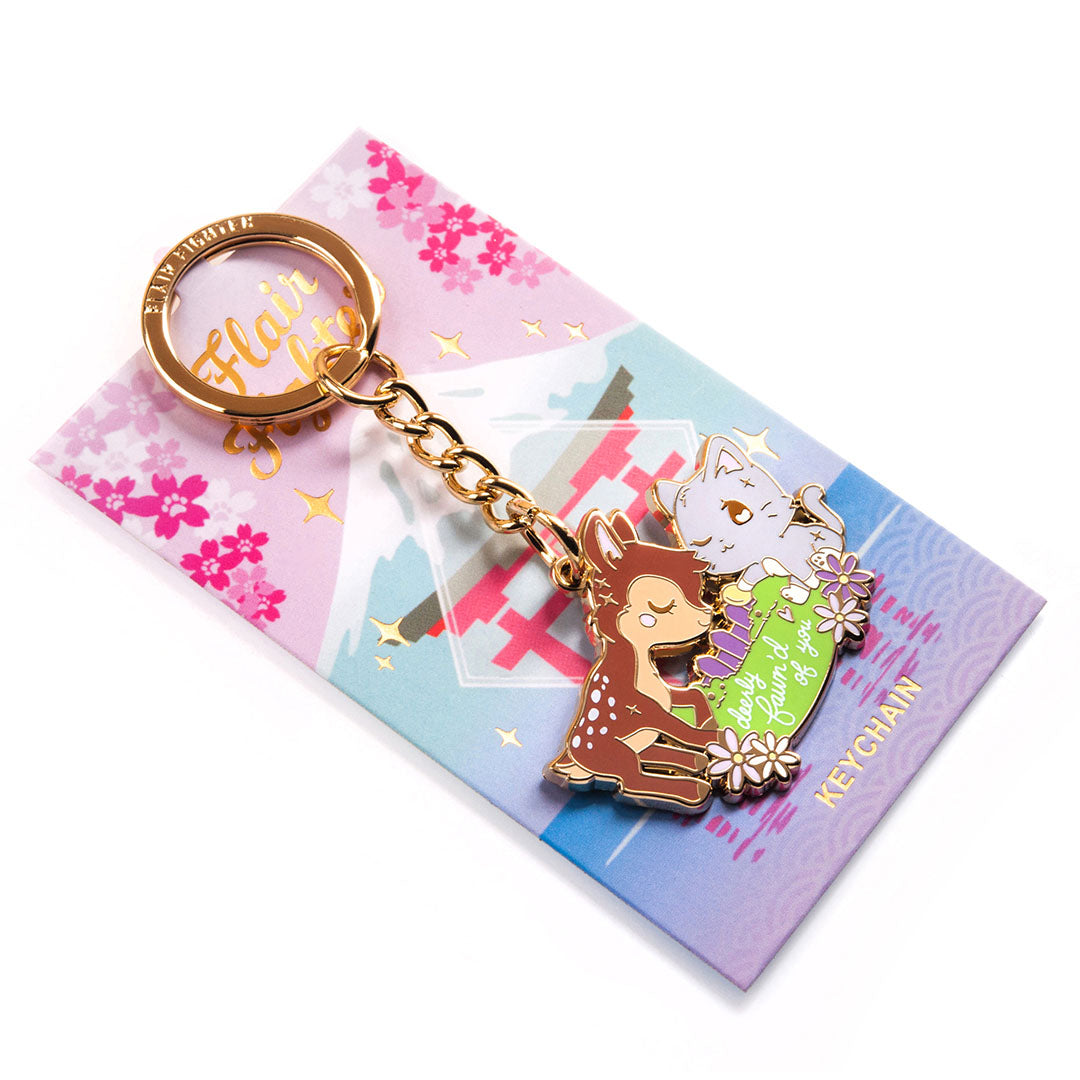 Deerly Fawn'd of You Cat Enamel Keychain Keychain Flair Fighter   