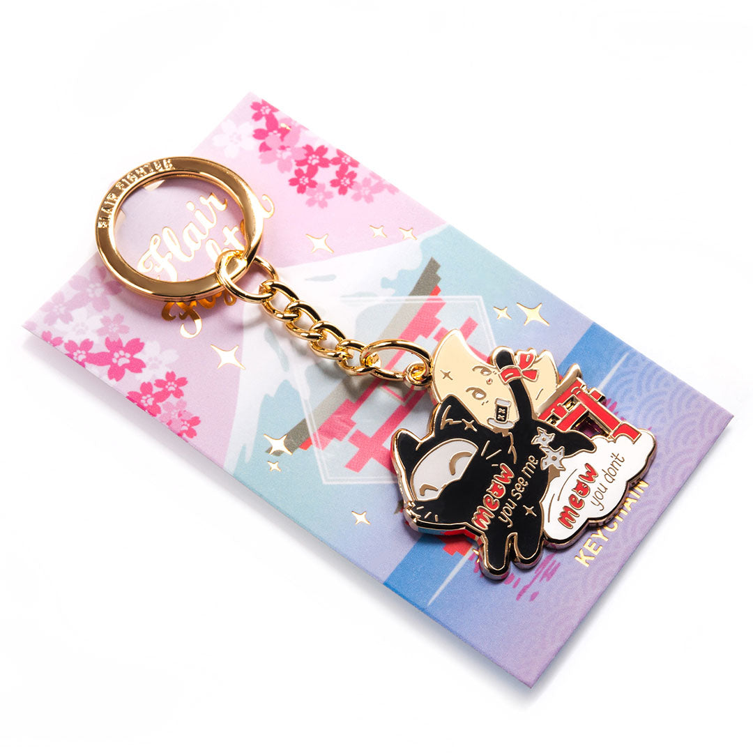 Ninja Cat Enamel Keychain Keychain Flair Fighter   