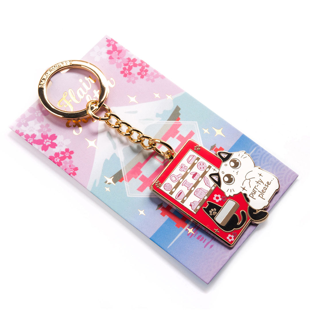 Vending Machine Cat Enamel Keychain Keychain Flair Fighter   