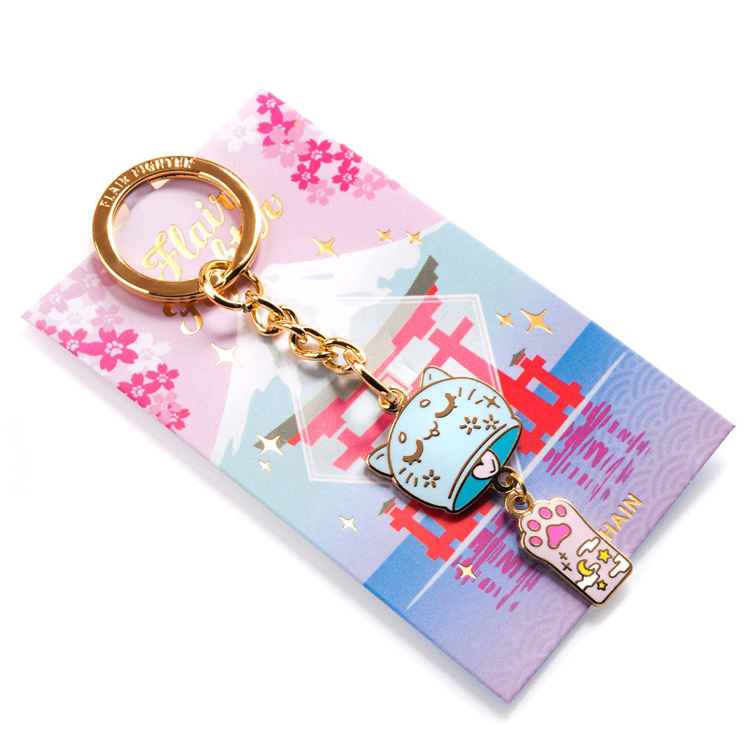 Cat Wind Chime Enamel Keychain Keychain Flair Fighter   