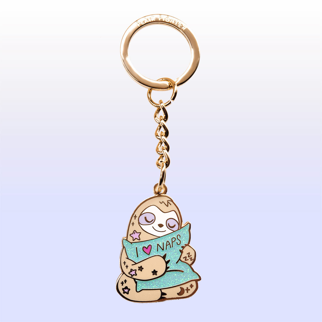 I Love Naps Sloth Enamel Keychain Keychain Flair Fighter   