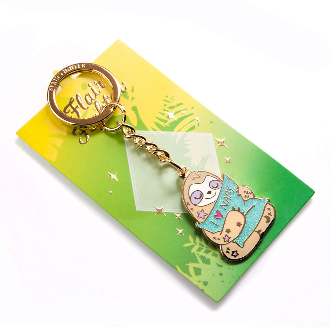 I Love Naps Sloth Enamel Keychain Flair Fighter