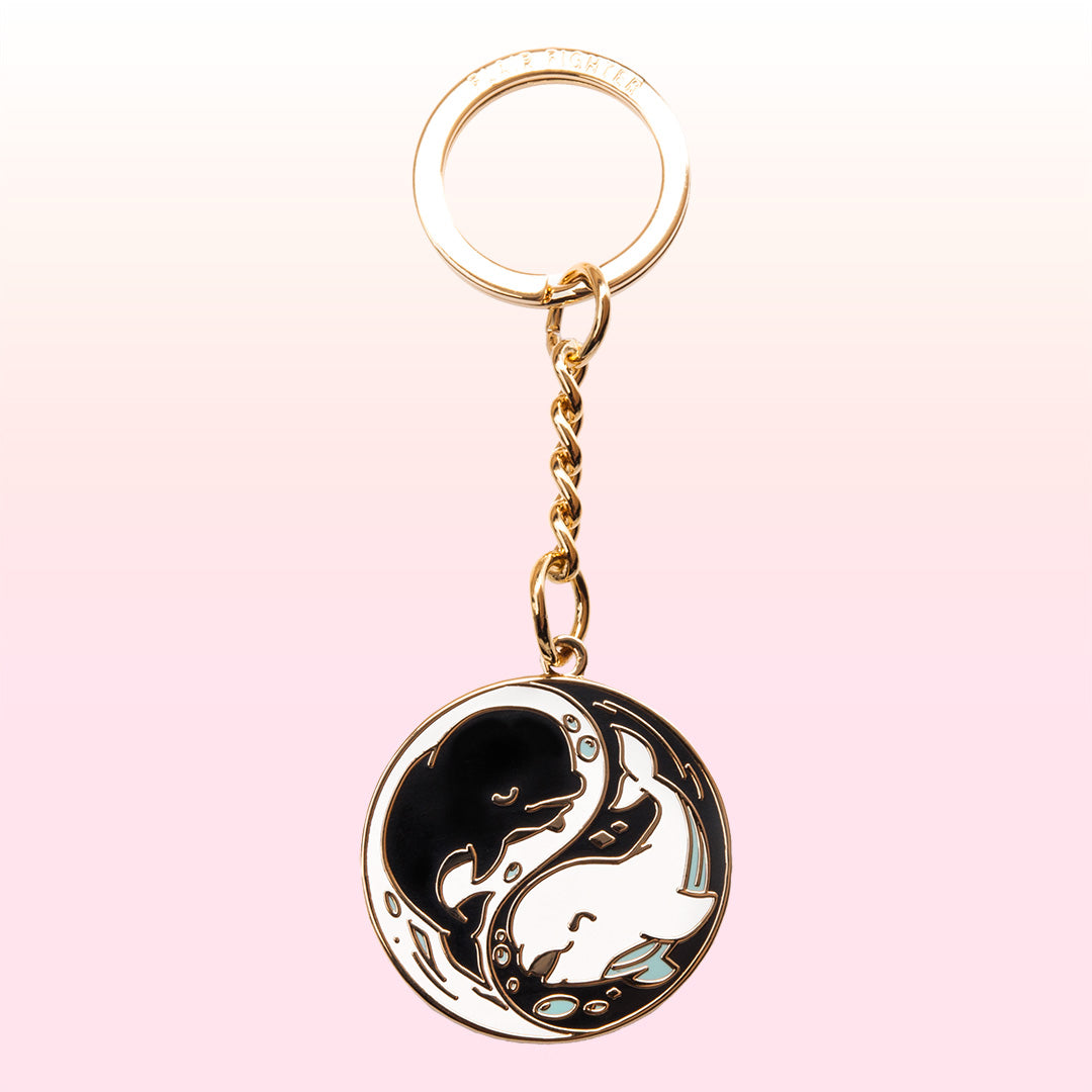 Yin Yang Beluga Whales Cute Hard Enamel Keychain - Flair Fighter