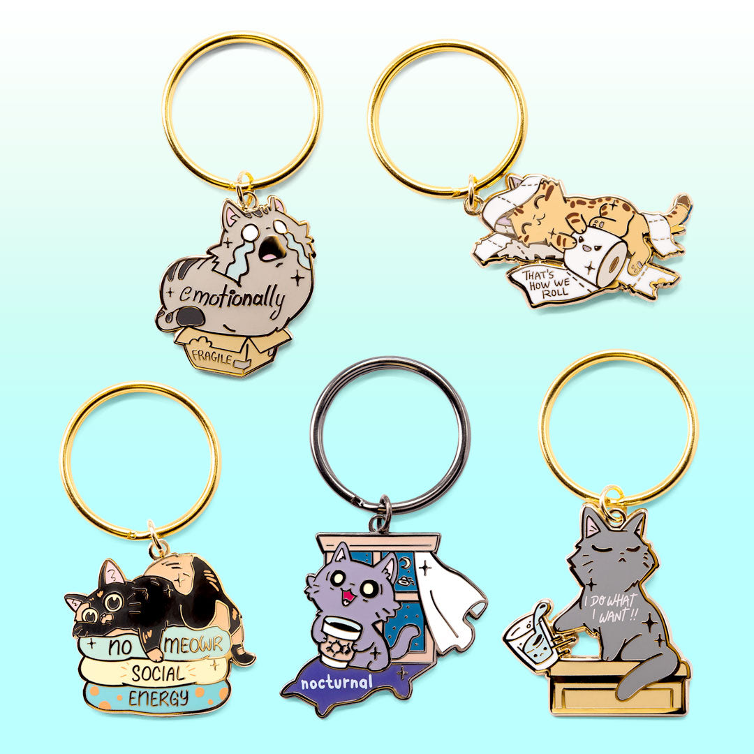 Caturday Best Sellers Enamel Keychains SET B [5 PCS] Keychains Flair Fighter   
