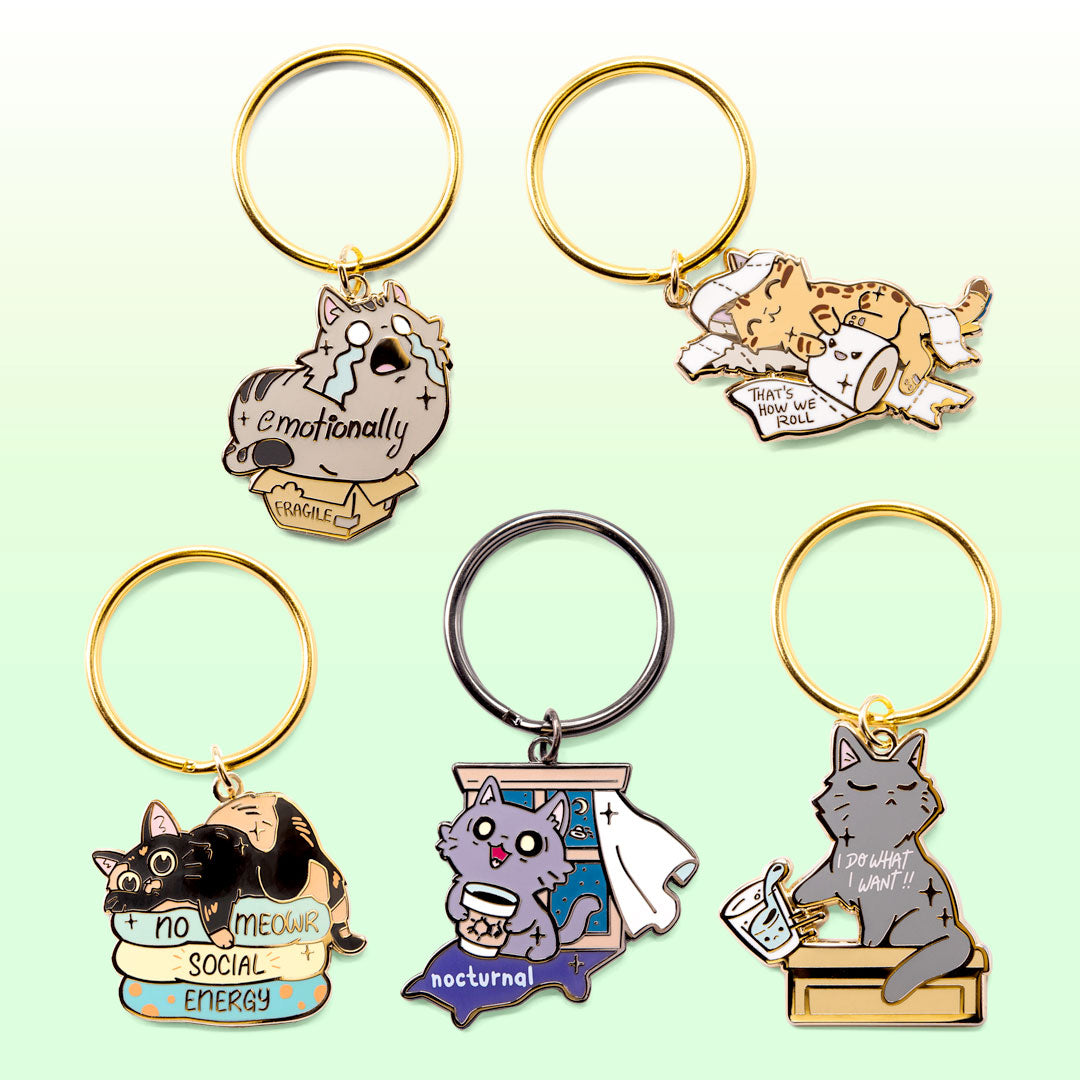 Caturday Best Sellers Enamel Keychains SET B [5 PCS] Keychains Flair Fighter   