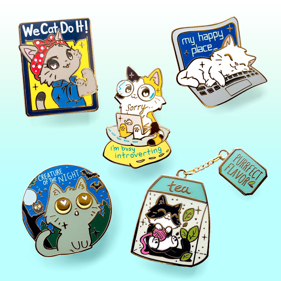 Caturday Best Sellers Enamel Pins SET A [5 PCS] Brooches & Lapel Pins Flair Fighter   