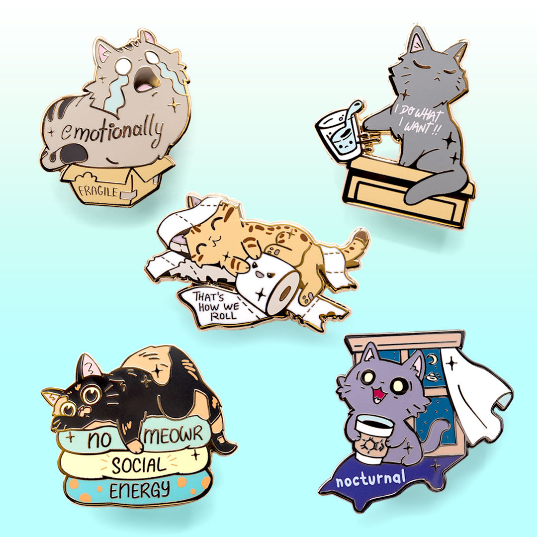 Caturday Best Sellers Enamel Pins SET B [5 PCS] Brooches & Lapel Pins Flair Fighter   