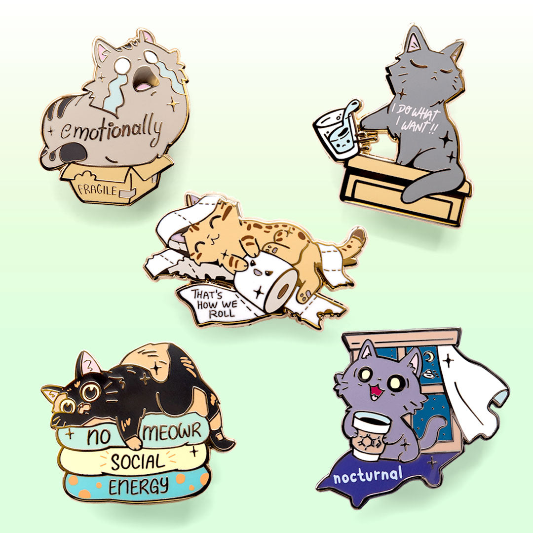 Caturday Best Sellers Enamel Pins SET B [5 PCS] Brooches & Lapel Pins Flair Fighter   
