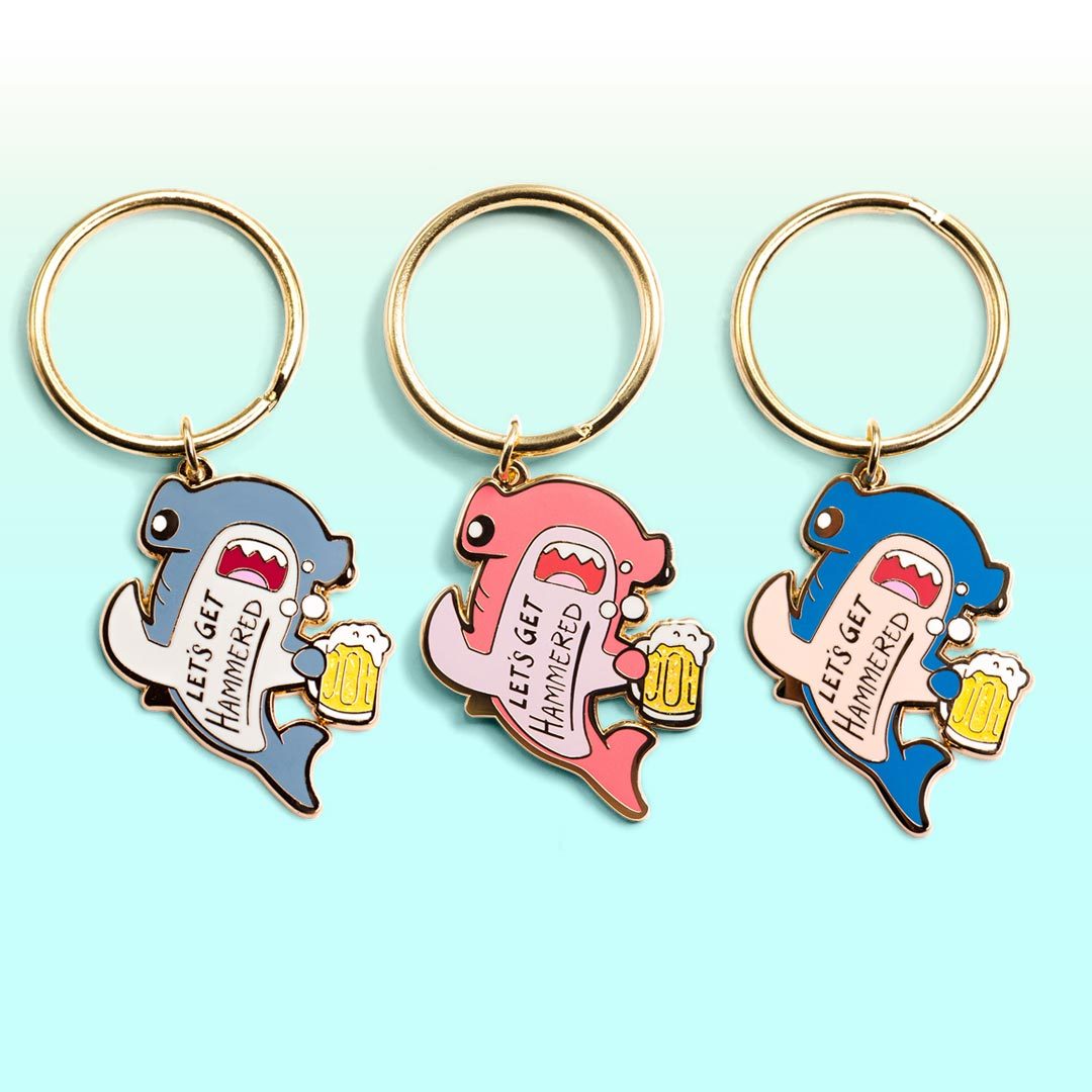 Let's Get Hammered Hammerhead Shark Enamel Keychain SET [3 PCS] Keychains Flair Fighter   