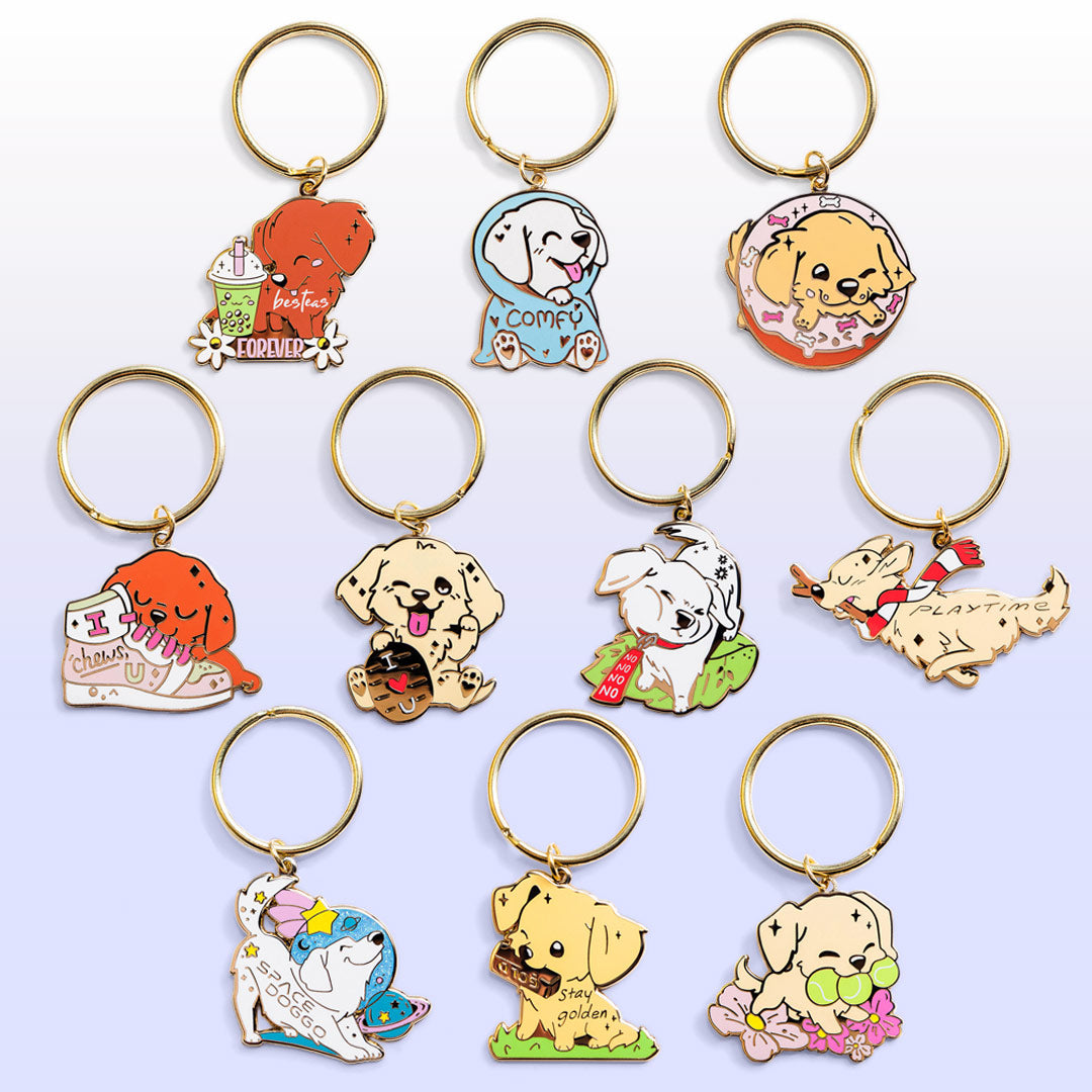 Golden Retriever Enamel Keychains FULL SET [10 PCS] Keychains Flair Fighter   