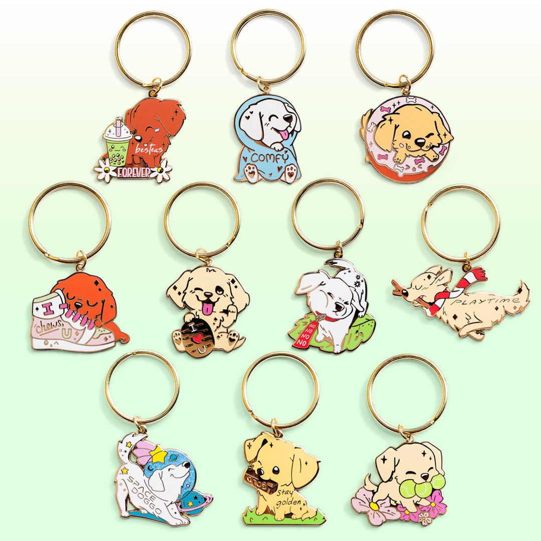Golden Retriever Enamel Keychains FULL SET [10 PCS] Keychains Flair Fighter   