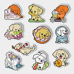 Golden Retriever Vinyl Stickers FULL SET [10 PCS] Decorative Stickers Flair Fighter   