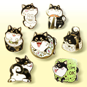 Black & Tan Shiba Inu Collection Enamel Pins FULL SET [7 PCS] Brooches & Lapel Pins Flair Fighter   