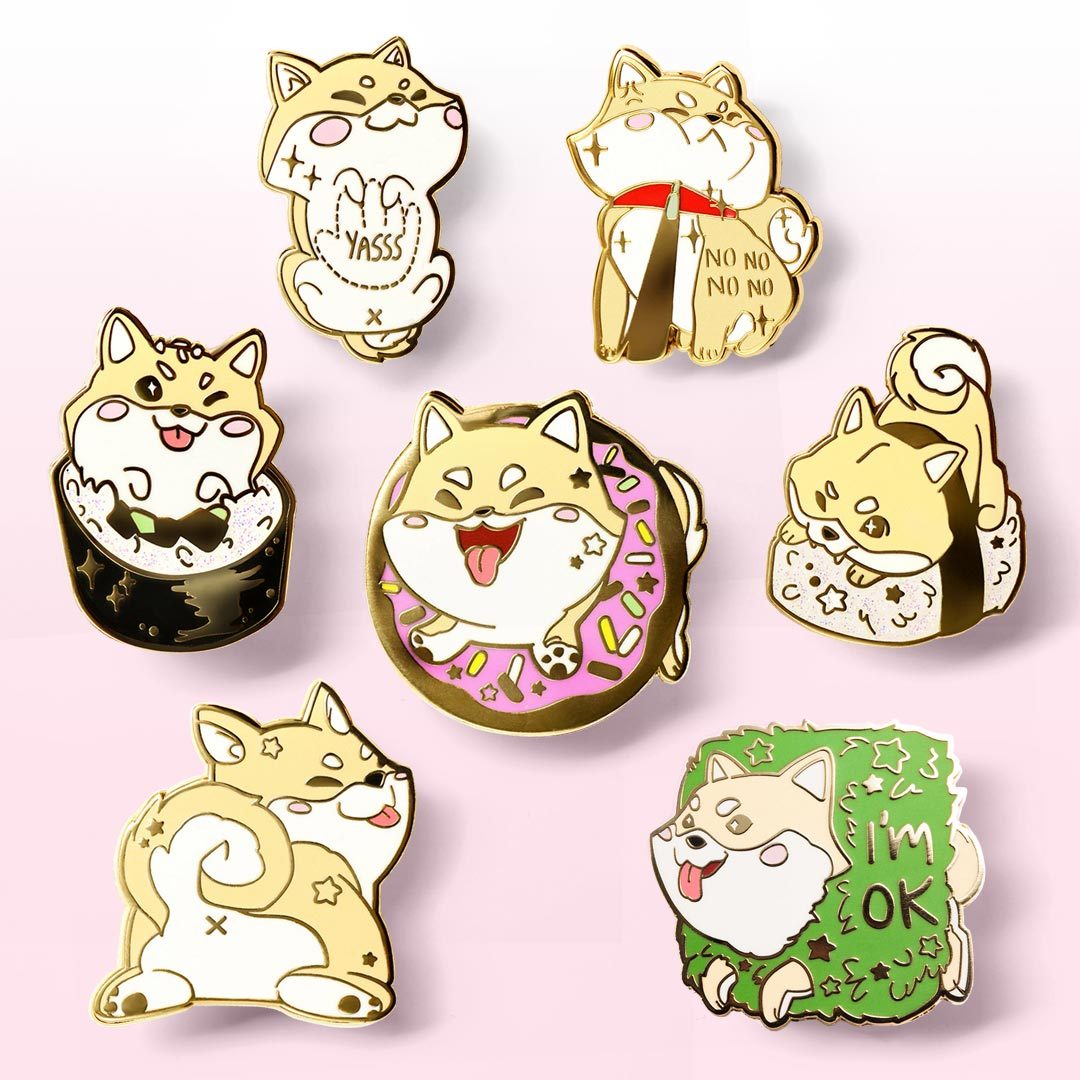 Cream Shiba Inu Collection Enamel Pins FULL SET [7 PCS] Brooches & Lapel Pins Flair Fighter   
