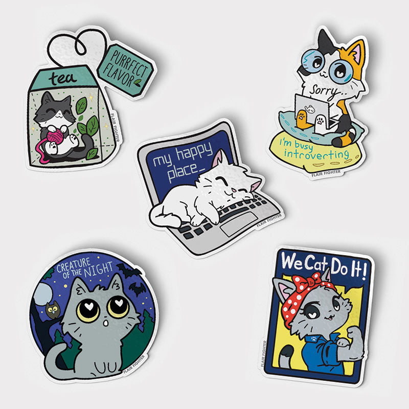 Caturday Best Sellers Vinyl Stickers SET A [5 PCS] Decorative Stickers Flair Fighter   