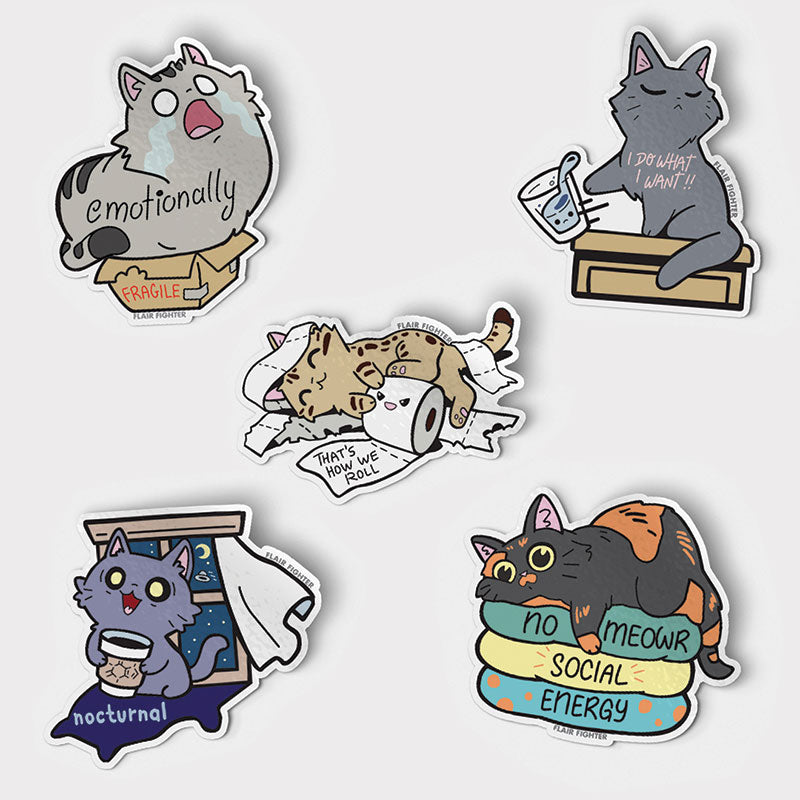 Caturday Best Sellers Vinyl Stickers SET B [5 PCS] Decorative Stickers Flair Fighter   