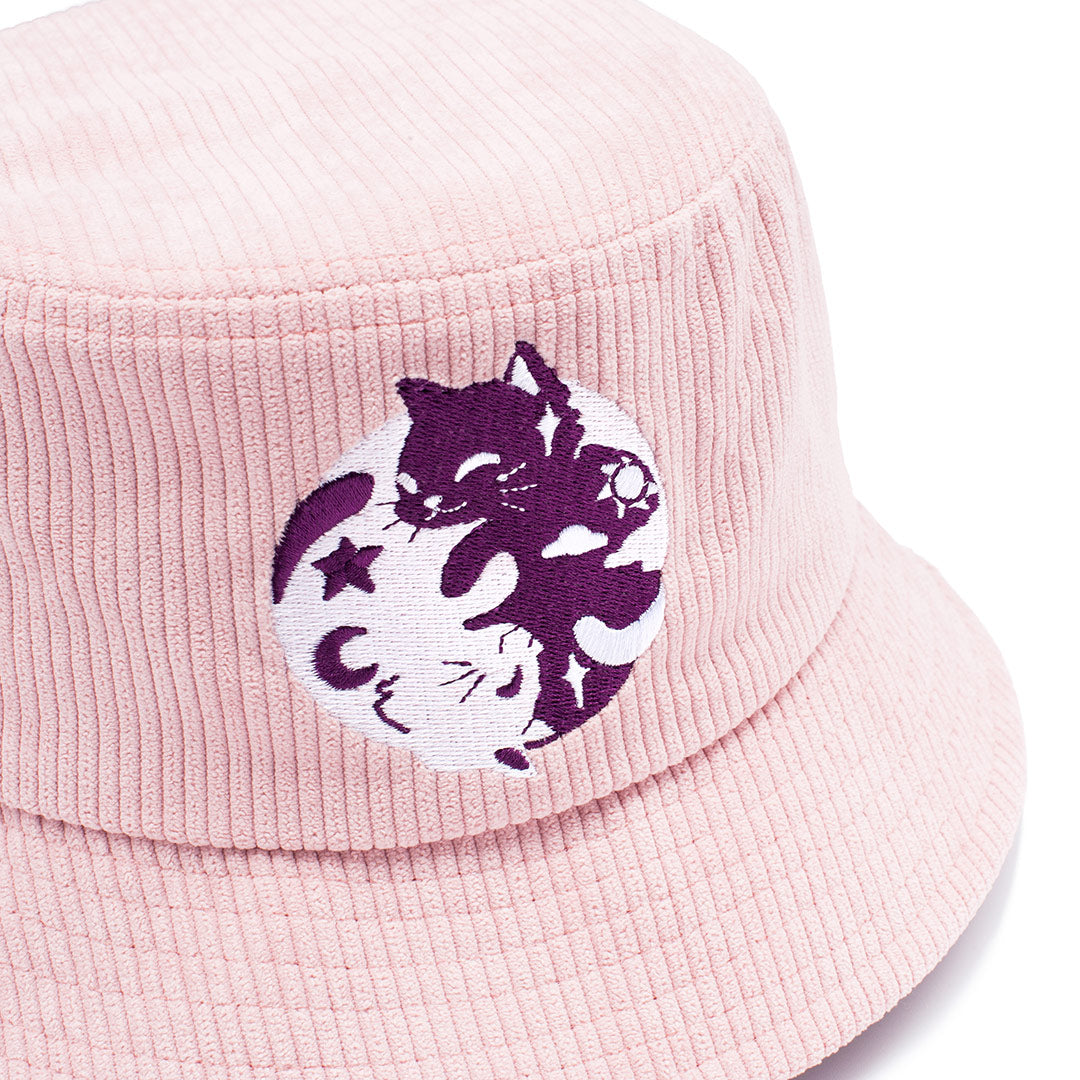 Day & Night Cats Pink Corduroy Bucket Hat Bucket Hats Flair Fighter   