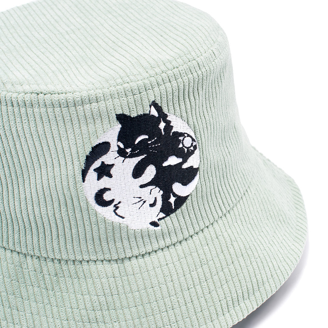 Day & Night Cats Teal Corduroy Bucket Hat Bucket Hats Flair Fighter   