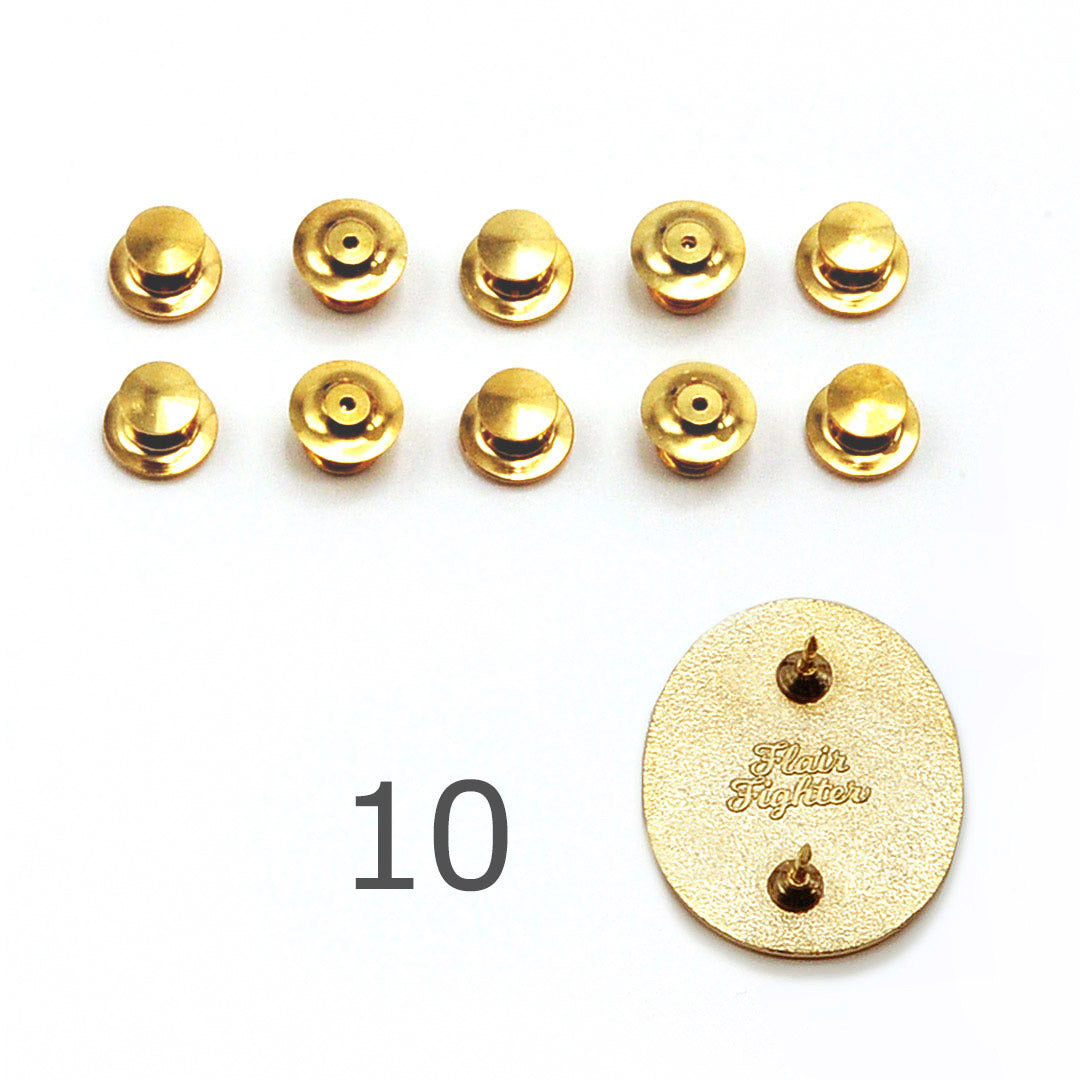 10 Gold Deluxe Tie Tac Ball Top Lapel Pin Backs Clasp Locking Spring Secure  USA