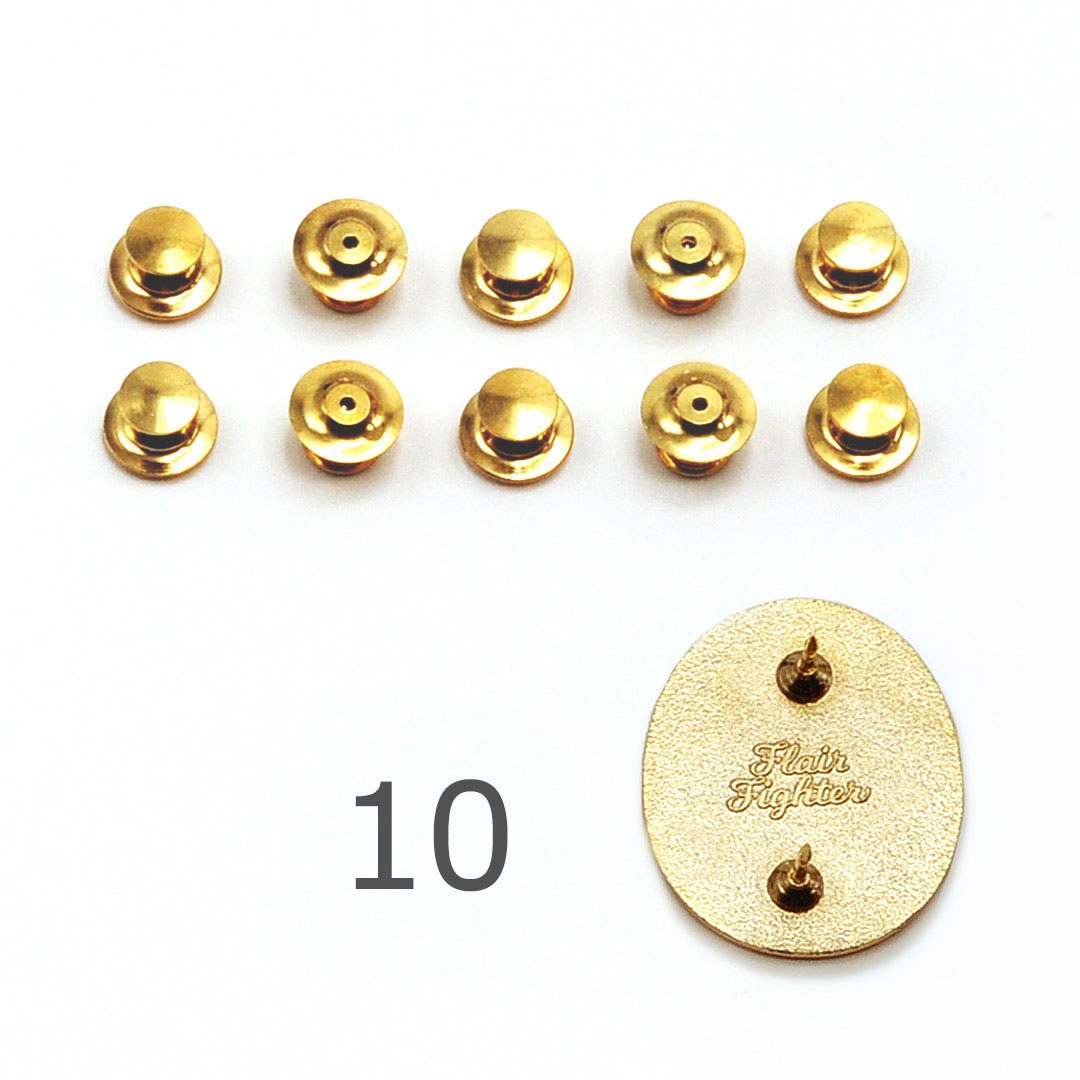 Deluxe Locking Pin Backs Set [10 PACK] (Gift) Brooches & Lapel Pins Flair Fighter   