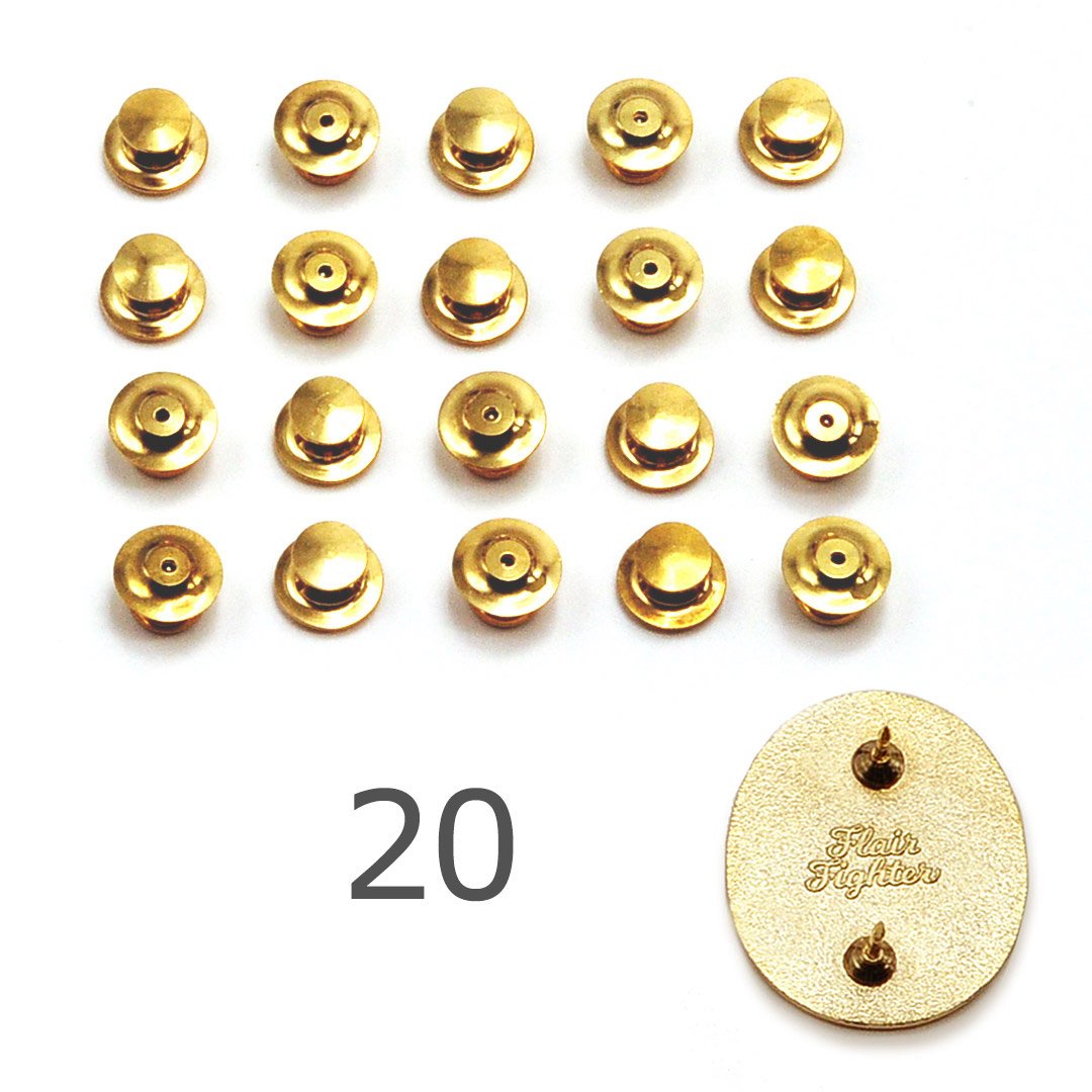 Deluxe Locking Pin Backs [20 PACK] (Gift) Brooches & Lapel Pins Flair Fighter   