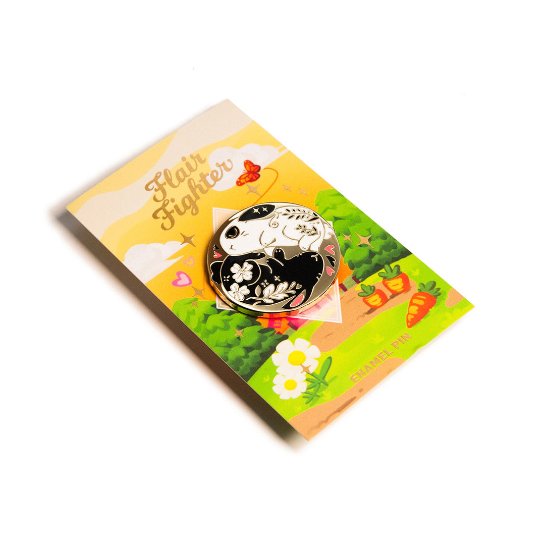 Black & White Bunnies Flop Enamel Pin Brooches & Lapel Pins Flair Fighter   