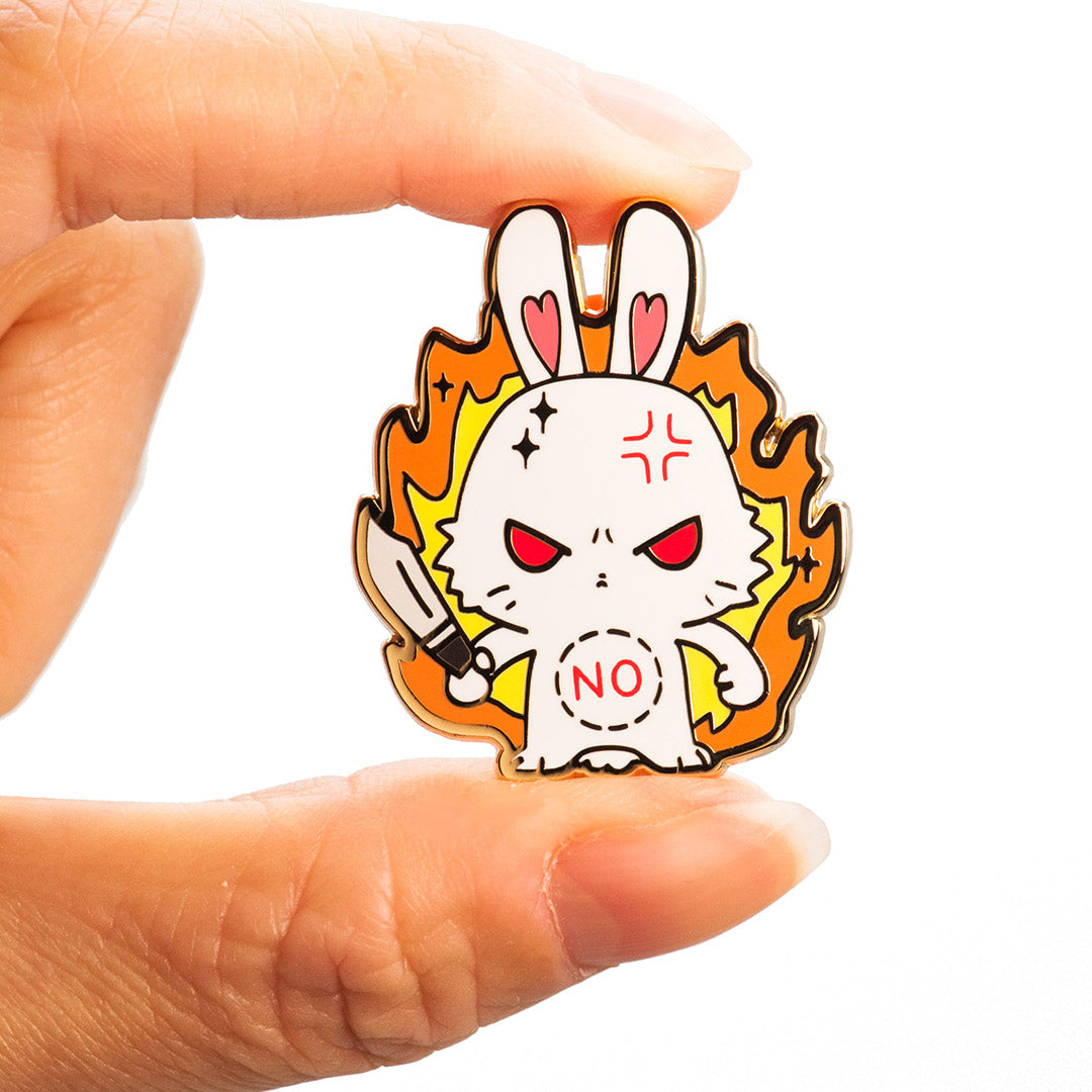 NO Bunny Enamel Pin Brooches & Lapel Pins Flair Fighter   