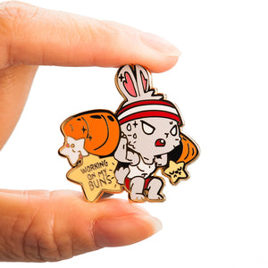 Weight Lifting Bunny Enamel Pin Brooches & Lapel Pins Flair Fighter   