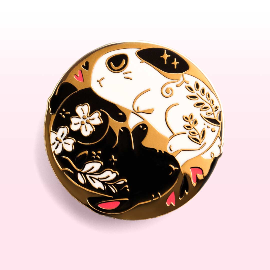 Black & White Bunnies Flop Enamel Pin Brooches & Lapel Pins Flair Fighter   