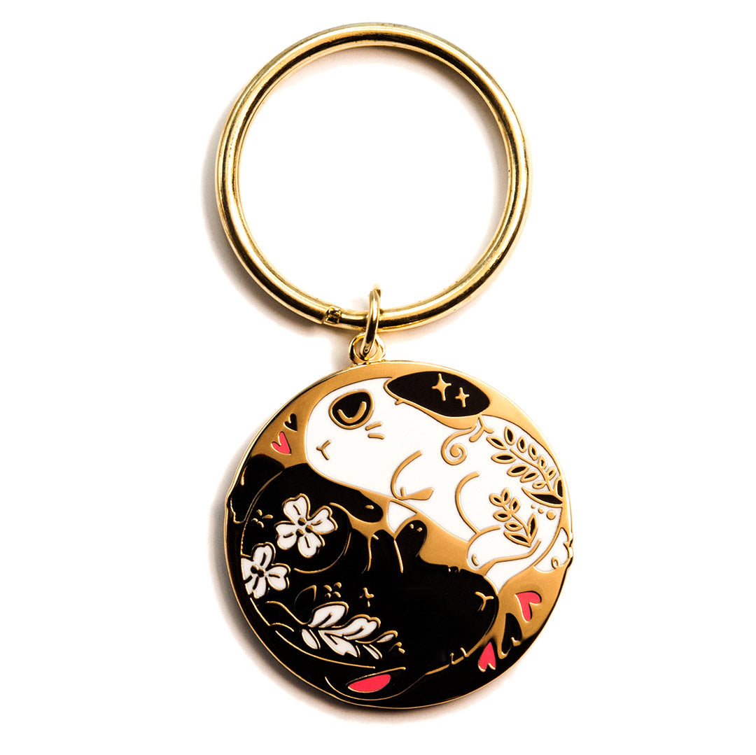 Black & White Bunnies Flop Enamel Keychain  Flair Fighter   