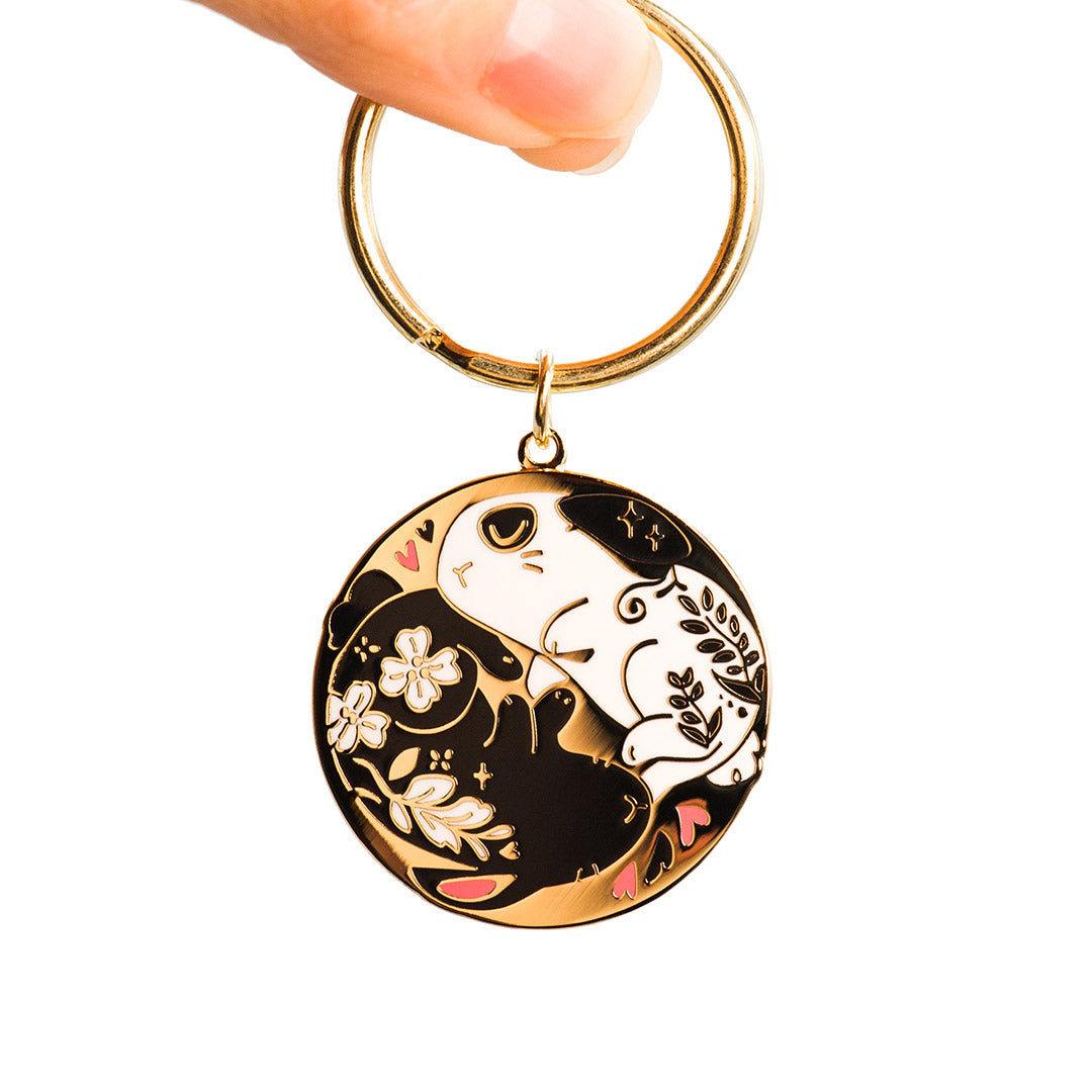 Black & White Bunnies Flop Enamel Keychain  Flair Fighter   