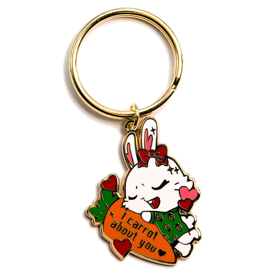 I Carrot About You Bunny Enamel Keychain  Flair Fighter   