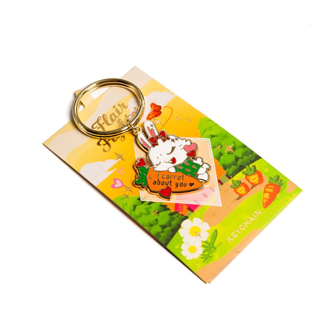 I Carrot About You Bunny Enamel Keychain  Flair Fighter   