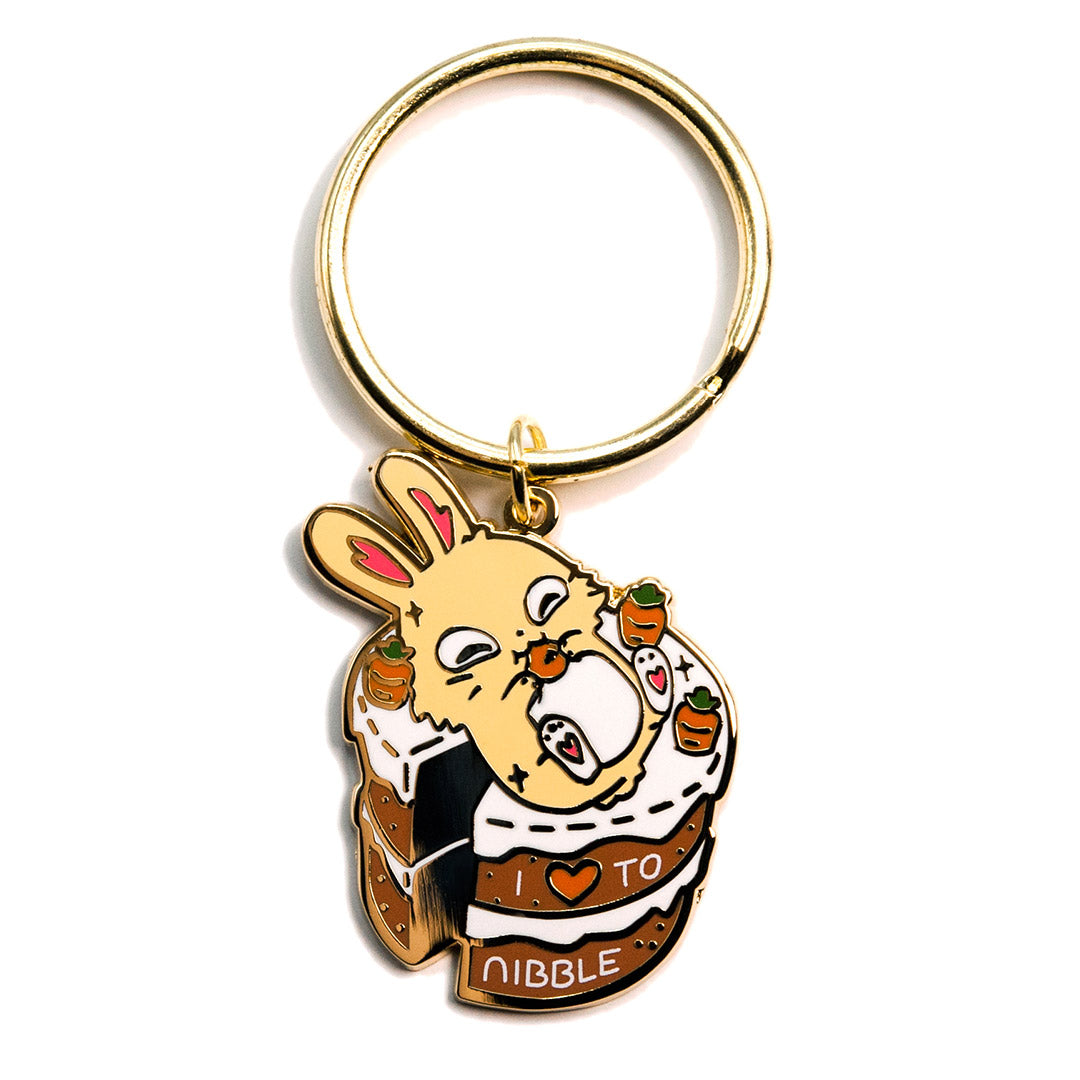 Carrot Cake Bunny Enamel Keychain  Flair Fighter   