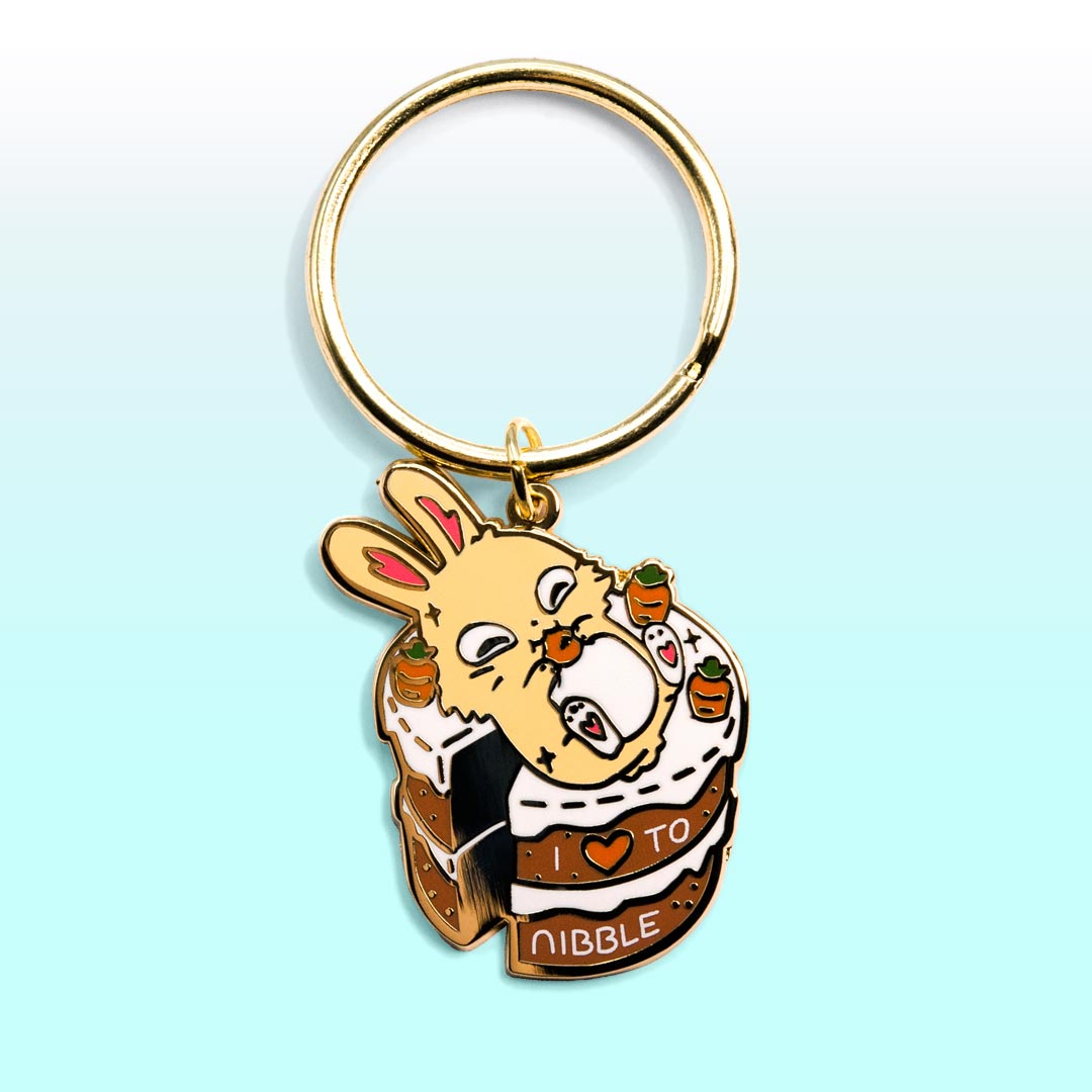 Carrot Cake Bunny Enamel Keychain  Flair Fighter   