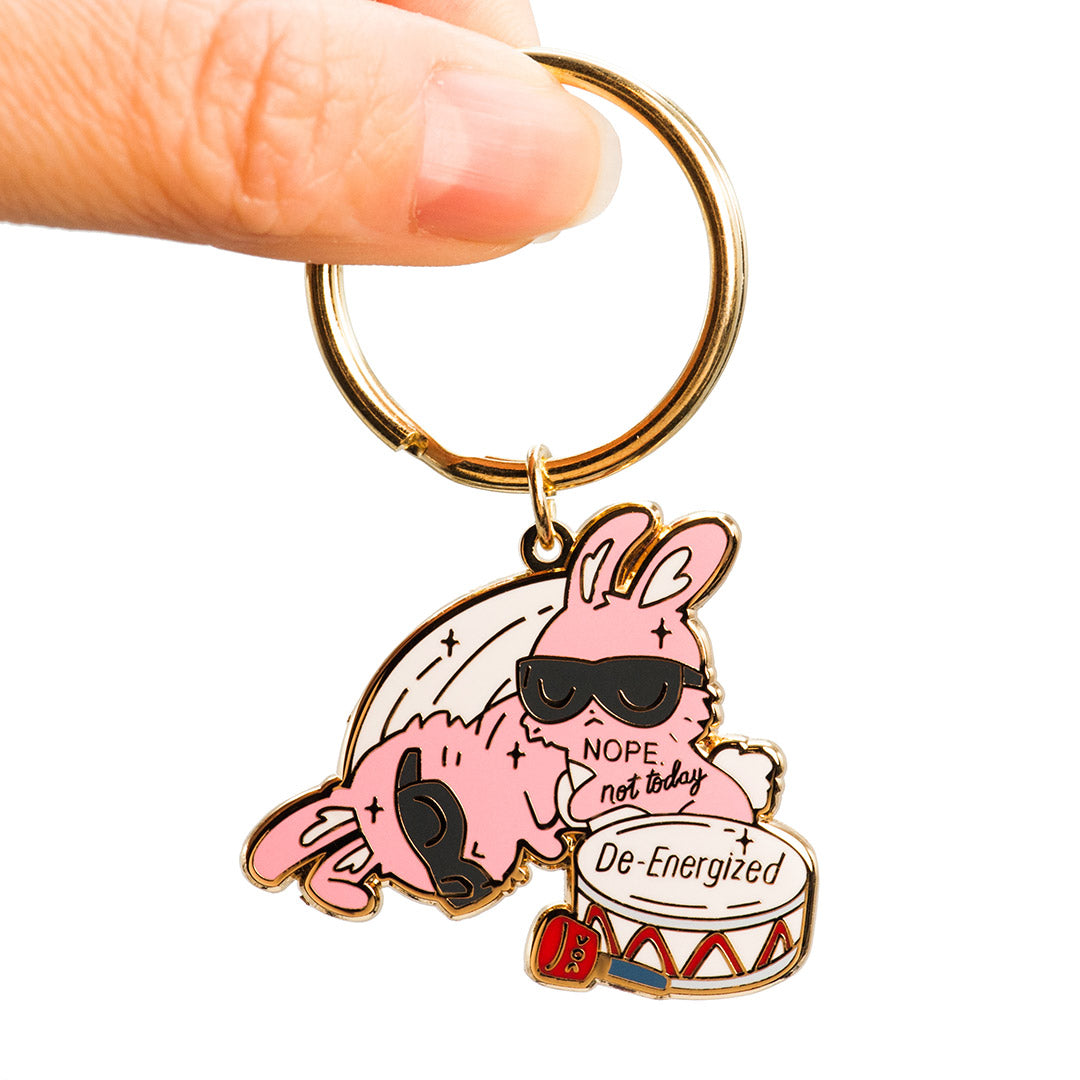De-Energized Bunny Enamel Keychain  Flair Fighter   
