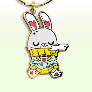 Sweater Weather Bunny Enamel Keychain  Flair Fighter   