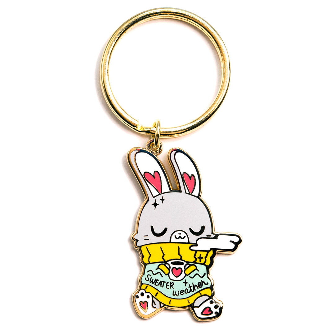 Sweater Weather Bunny Enamel Keychain  Flair Fighter   