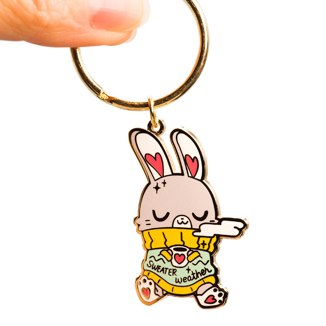Sweater Weather Bunny Enamel Keychain  Flair Fighter   