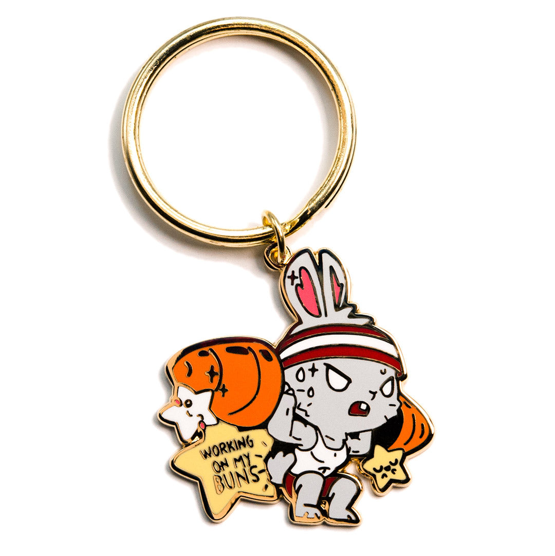 Weight Lifting Bunny Enamel Keychain  Flair Fighter   