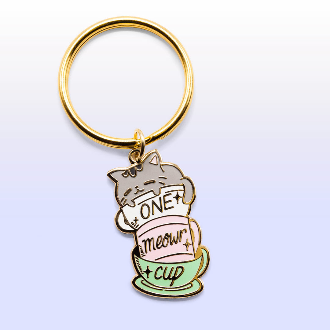 One Meowr Cup Cat Enamel Keychain  Flair Fighter   